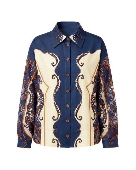Farm Rio Blue Sand Arabesque Organic Cotton Shirt