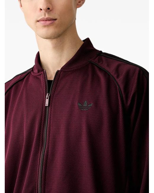 Adidas Red Side-Stripe Zip-Up Sweater for men