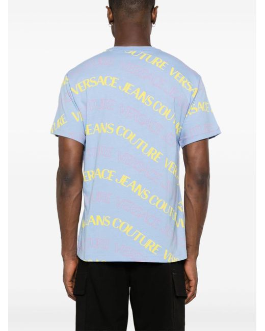 Versace T-Shirt mit Logo-Print in Blue für Herren