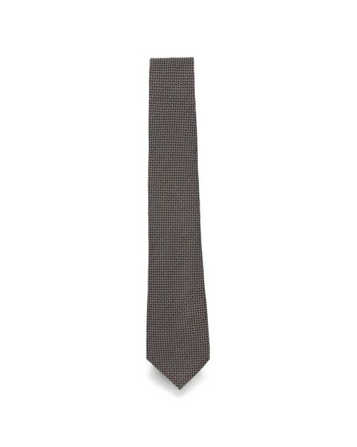 Canali White Geometric-Pattern Silk-Blend Tie for men
