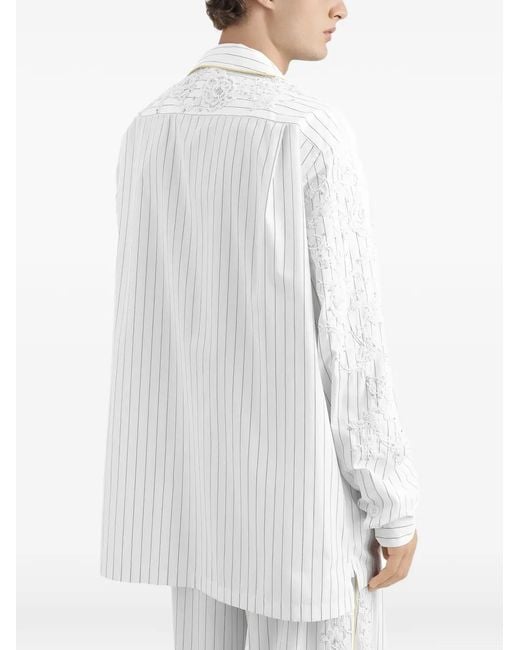 Dolce & Gabbana White Cotton And Silk Vanity Shirt With Embroidery for men