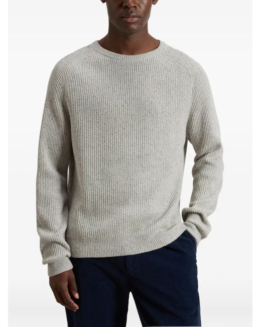 Woolrich Gray Ribbed Crew-Neck Sweater for men
