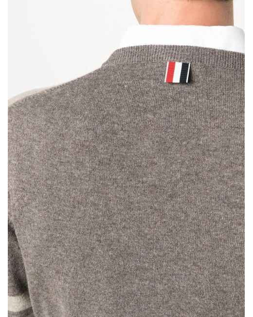 Thom Browne Gray 4-Bar Stripe Cashmere Jumper for men