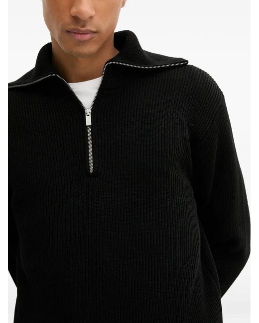 Barena Black Pull Côtelé À Col Zippé for men
