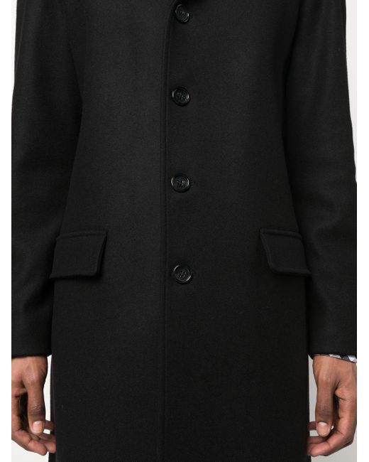 Roberto Cavalli Black Long Single-breasted Coat for men