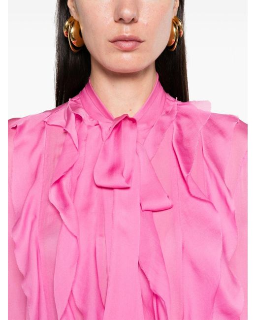 Camicia con collo lavallière di Roberto Cavalli in Pink