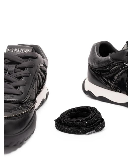 Pinko Black Gea 01 Quilted Panelled Sneakers
