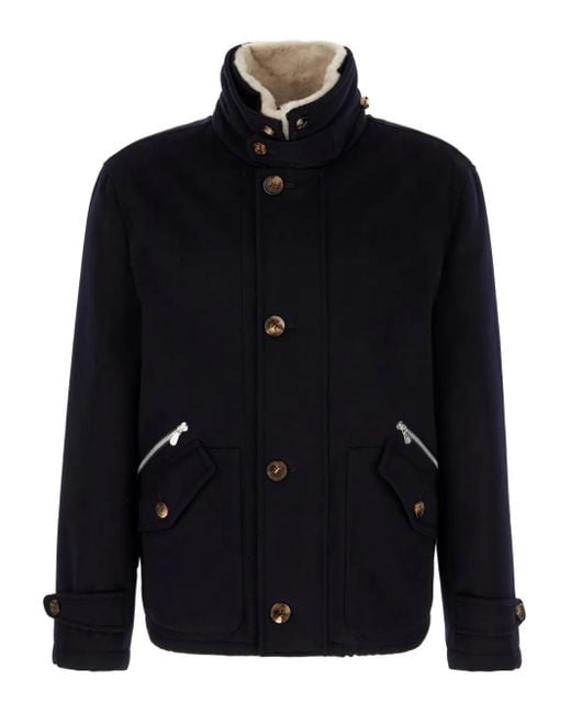 Brunello Cucinelli Gefütterte Kaschmirjacke in Blue für Herren