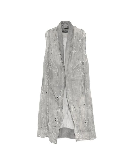 Julius Gray Distressed Sleeveless Coat for men