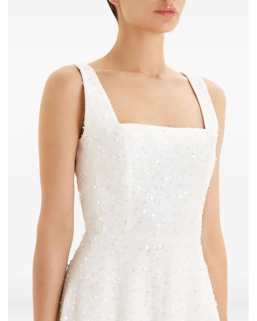 POST MERIDIEM White Sequin-Embellished Midi Dress