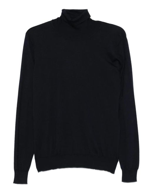 Fedeli Black Turtleneck Long-Sleeve Sweater for men
