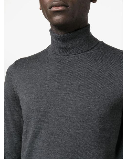 Tagliatore Gray Roll-Neck Virgin Wool Jumper for men