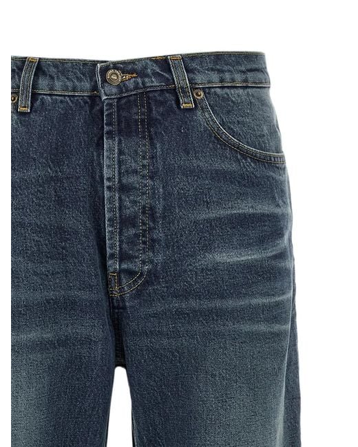 Riviera Blue Stone-Washed Tapered Jeans for men