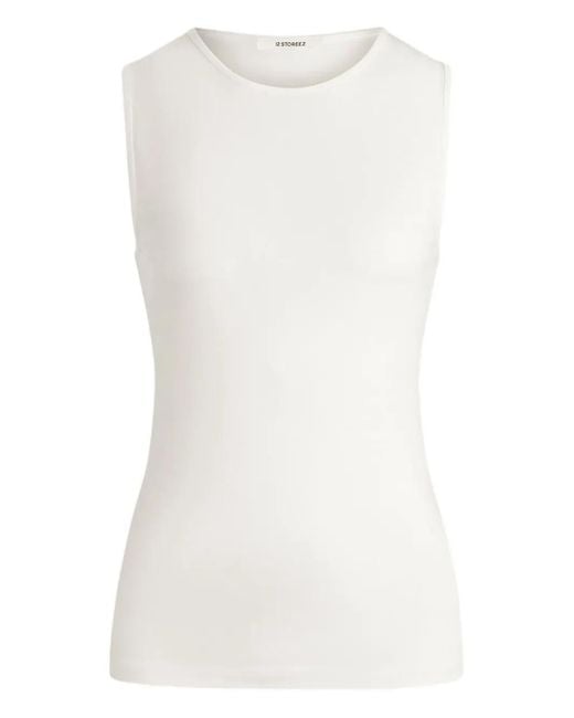 12 STOREEZ White Sleeveless Tank Top