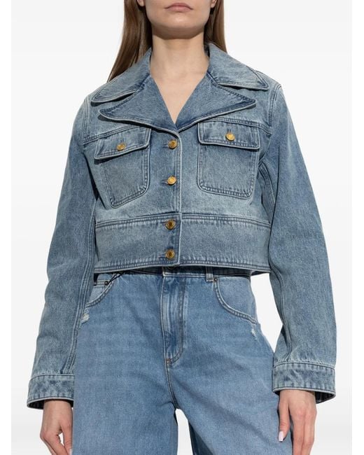 MICHAEL Michael Kors Blue Button Cropped Jacket