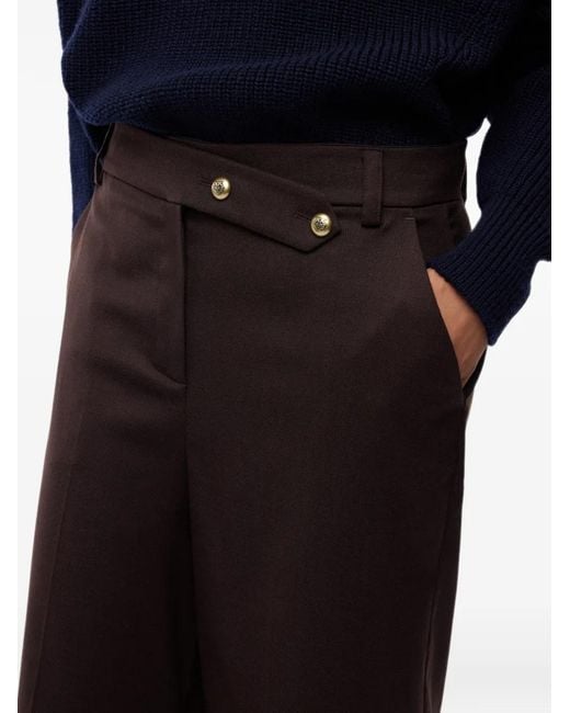 Pinko Gray Logo-Patch Pleated Trousers