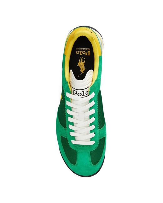 Polo Ralph Lauren Green Varick Suede Nylon Sporty Trainers for men