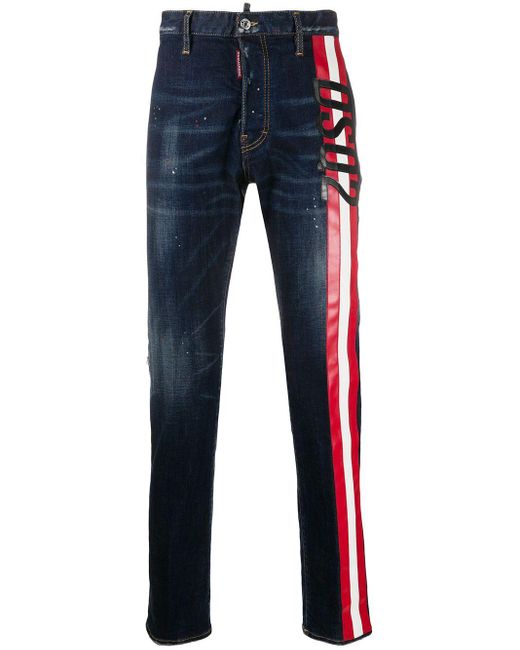 side printed jeans for mens