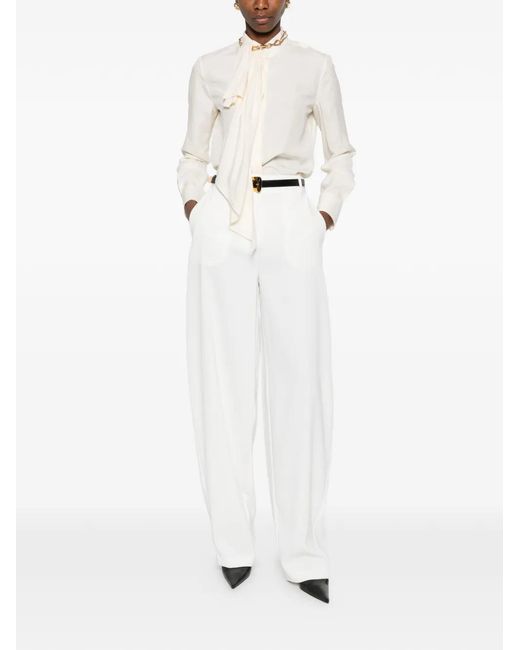 Givenchy White Tie Neck Blouse