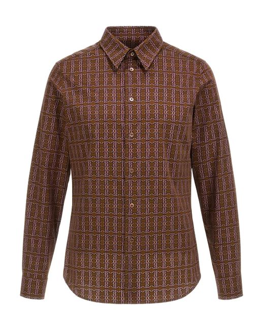 Camisa con motivo geométrico Roberto Cavalli de hombre de color Brown