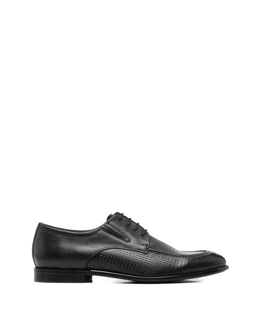 Alberto Gozzi Black Perforated Derby Shoes for men