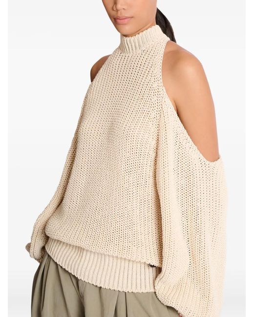 Balmain White Open-Shoulder Sweater