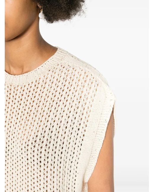 Twinset Natural Sequined Open-Knit Top