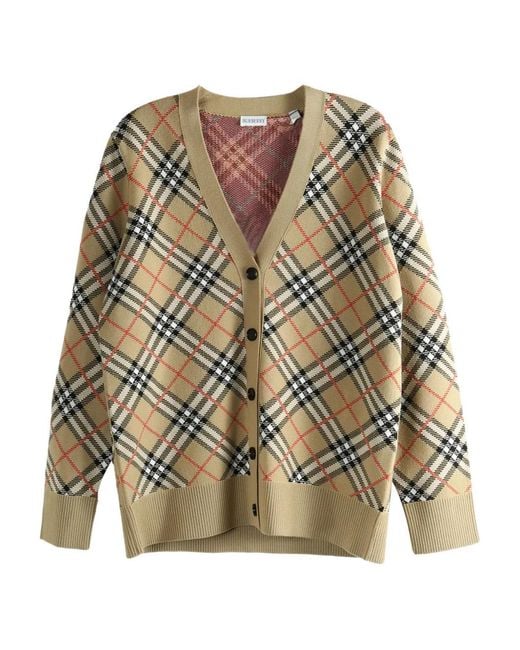 Burberry Natural Check-Pattern Cardigan