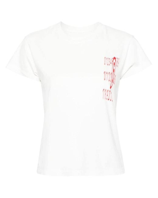 MM6 by Maison Martin Margiela White T-Shirt mit Nummern-Print