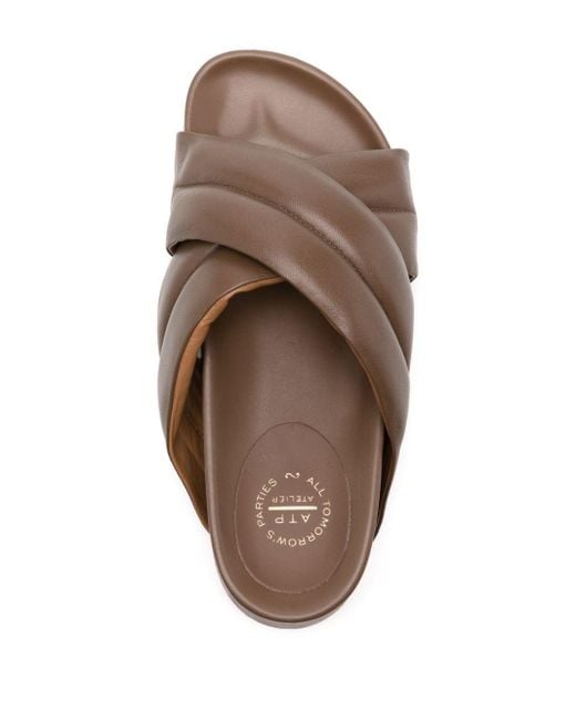 Atp Atelier Brown Airali 40mm Padded Leather Sandals