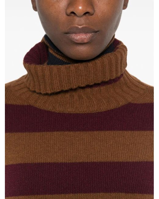 Be You Brown Striped Roll-Neck Sweater