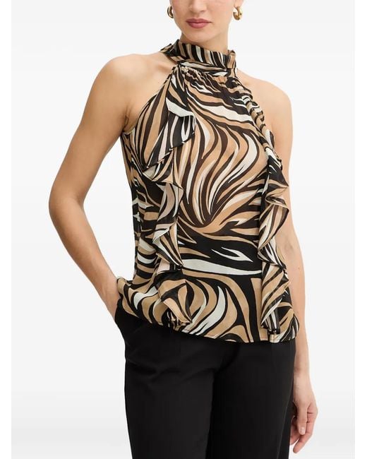Twinset Black Sleeveless Ruffled Top
