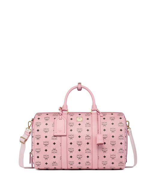 MCM Pink Visetos Ottomar Maxi Weekender Bag