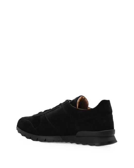Kiton Black Suede Classic-Lacing Sneakers for men