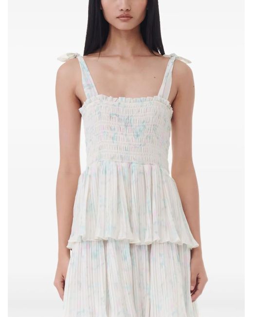 Ganni Midi-Jurk Met Ruches in het White