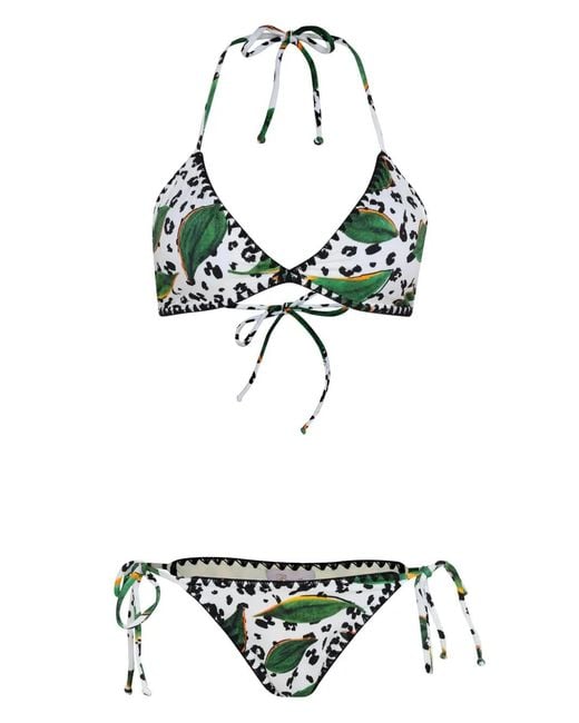 Brigitte Bardot White Cheetah-Print Bikini Set
