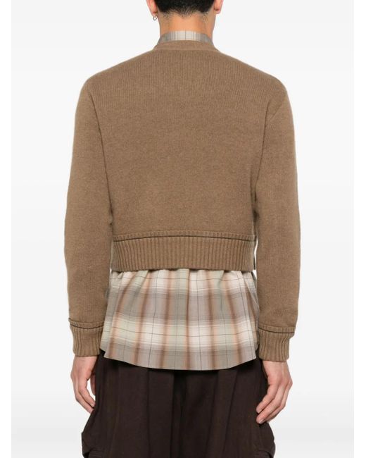 メンズ Sacai ロゴ カーディガン Brown