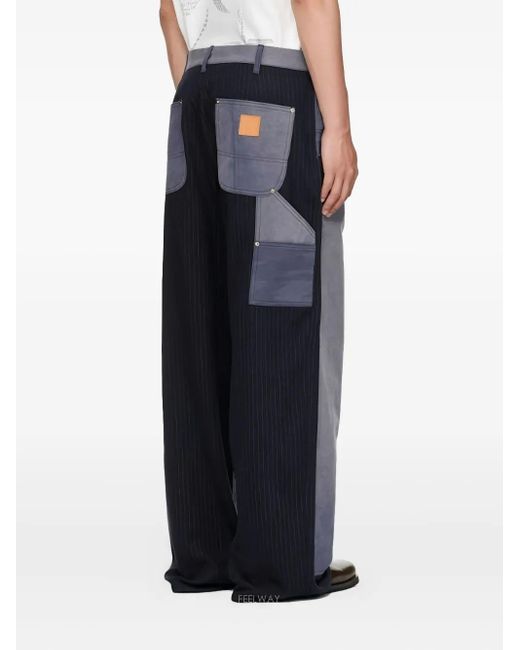 KHOKI Blue Panelled Trousers for men