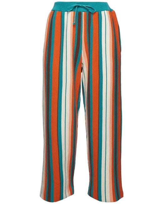LaDoubleJ Blue Vertical-Stripe Cropped Trousers
