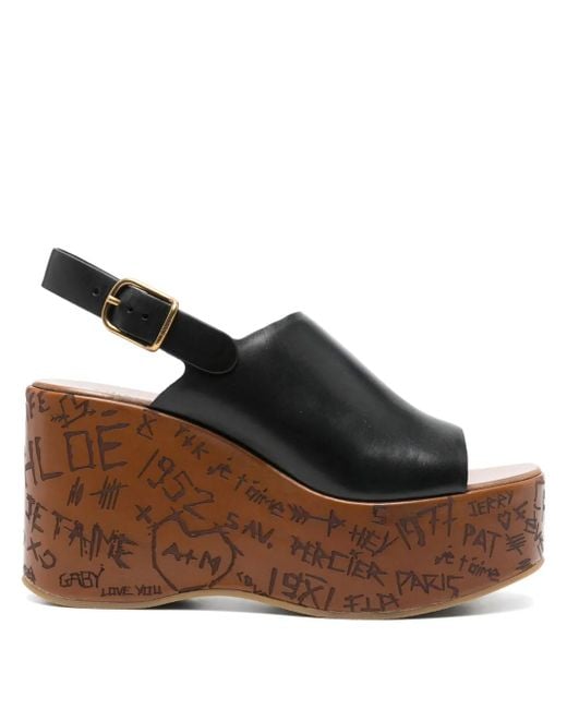 Chloé Brown Maxime Wedge-Sandalen 80Mm