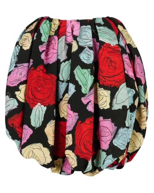 Marni Red Floral-Print Bubble Skirt