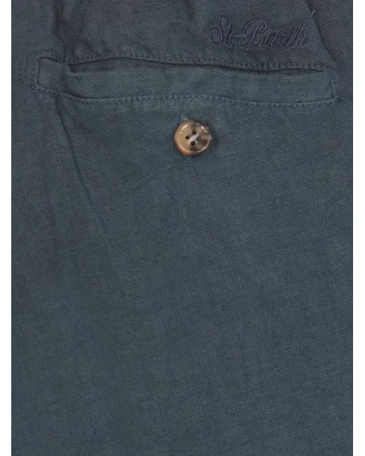 Mc2 Saint Barth Blue Ischia Linen Bermuda Shorts for men