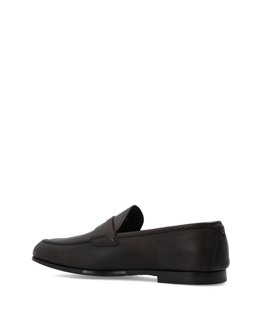 Fabi Black Leather Loafers for men
