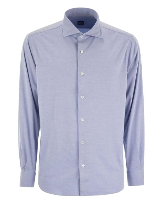 Fedeli Blue Giorgio Button Shirt for men