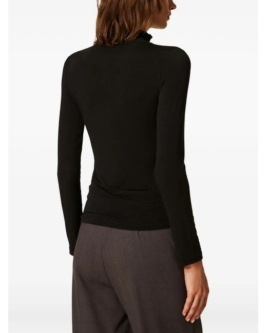 Twinset Black Turtleneck Top With Draping