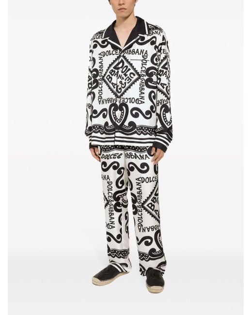 Pantaloni con stampa Marina di Dolce & Gabbana in White da Uomo