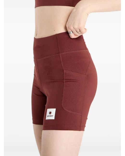 Saysky Red Combat+ Logo-Patch Shorts