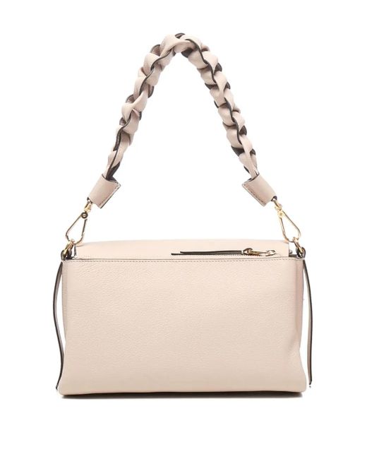 Coccinelle Natural Braided-Handle Leather Shoulder Bag