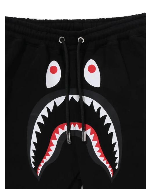 A Bathing Ape Black Shark-Head Drawstring Track Pants for men