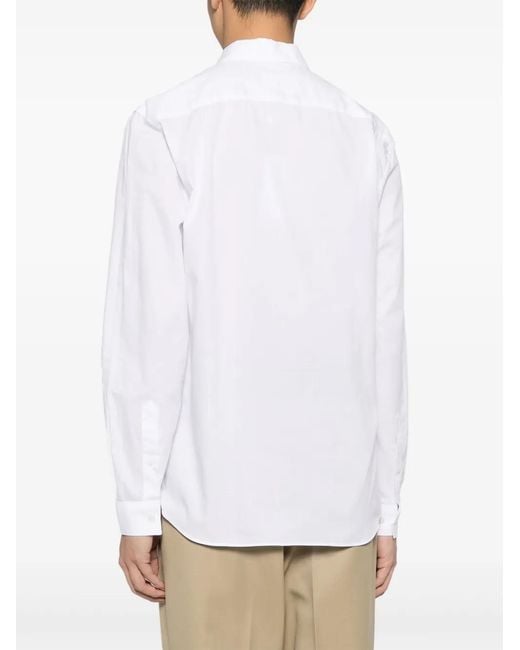Lacoste White Logo-Embroidered Poplin Cotton Shirt for men